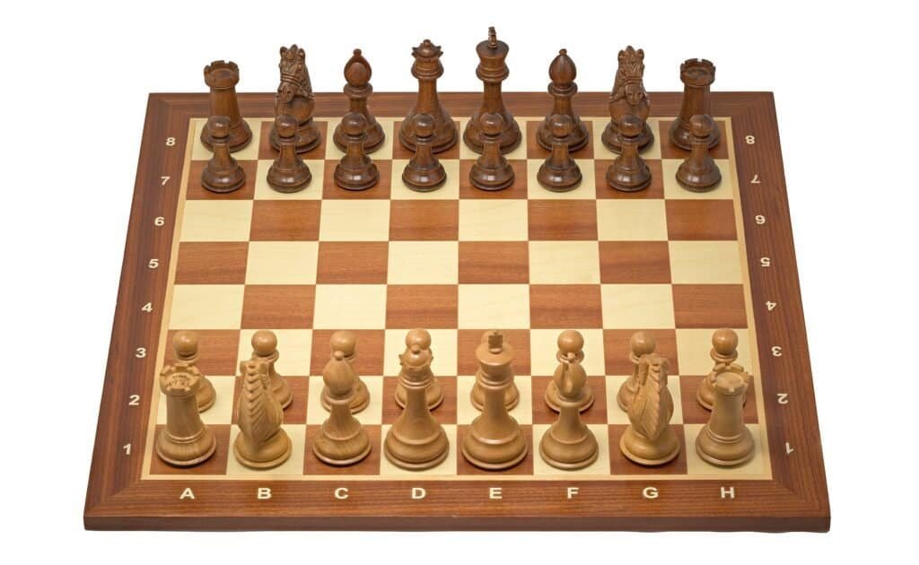 A chess board mid-game, representing strategic branching decisions in AI reasoning