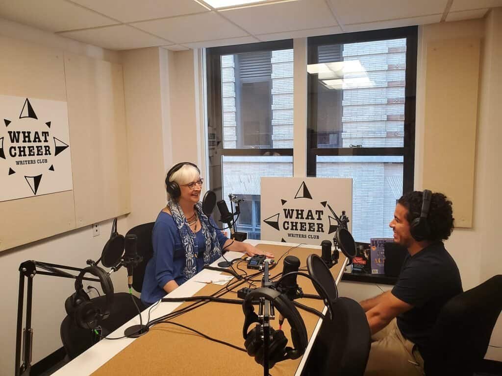 A podcast recording setup with a microphone, representing turning podcast and webinar transcripts into SEO blog posts