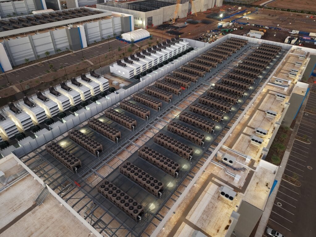 Rooftop of a data center building, representing cloud AI infrastructure