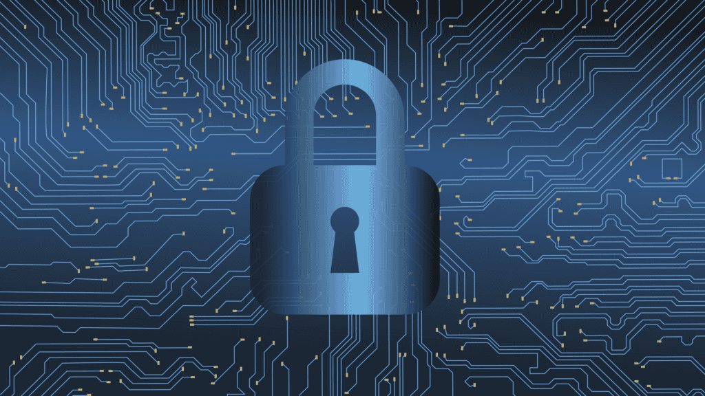 Padlock superimposed on a circuit board, representing securing a GitHub Actions workflow