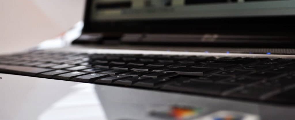 Close-up photograph of a laptop keyboard