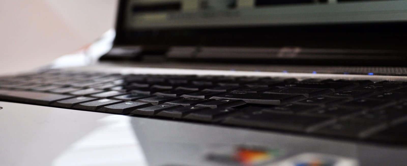 Close-up photograph of a laptop keyboard