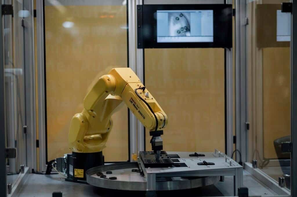 A robotic arm precisely manipulating a small component, illustrating a tool performing one well-defined task